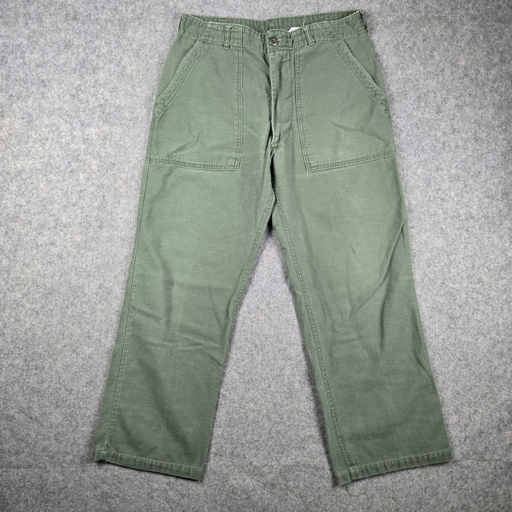 Vintage OG-107 Pants Mens 32x26 Green Military Fatigue Sateen Vietnam Era 1969